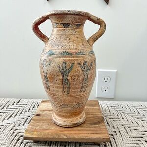 Vintage Clay dancing woman Handcrafted Multicolor Vase